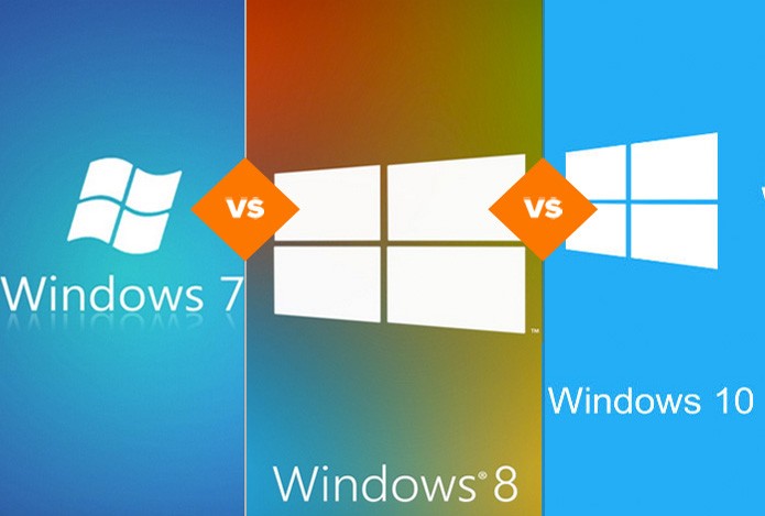 Windows 7, Windows 8.1 e Windows 10 estão lado a lado